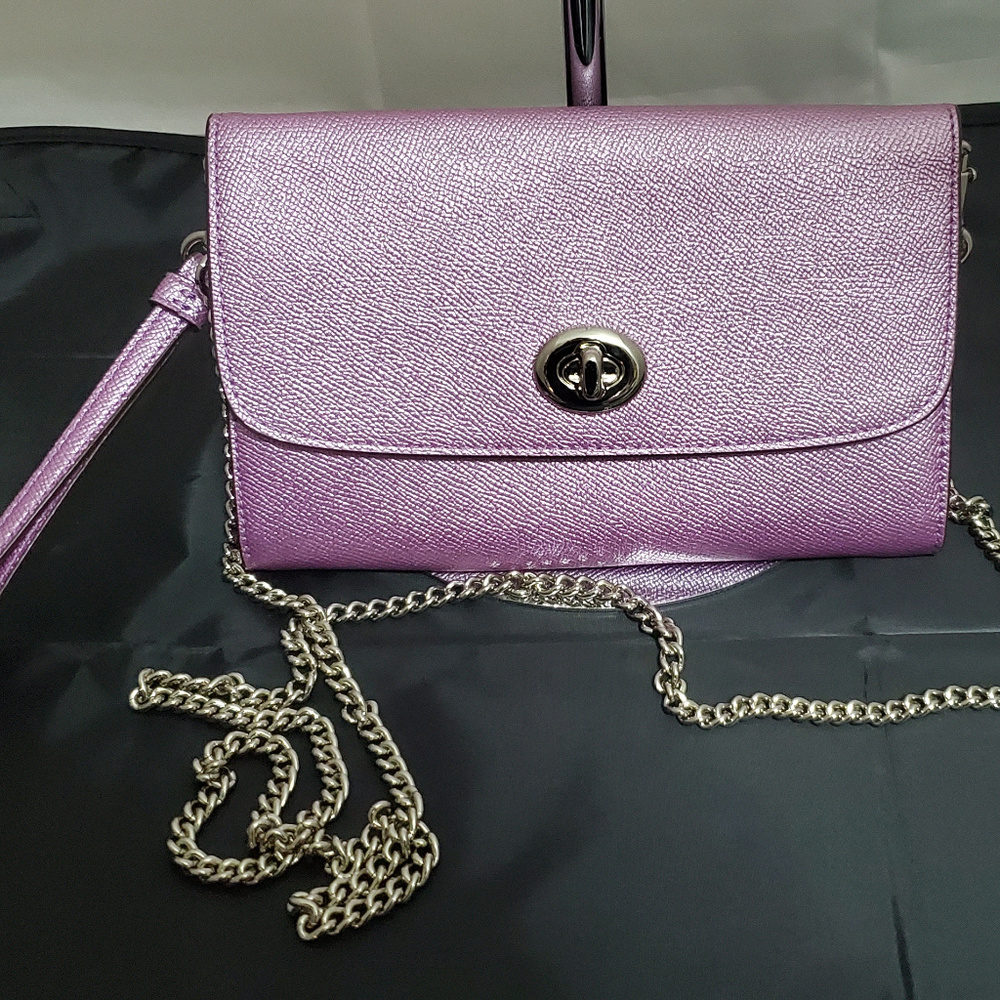 Coach Chain Crossbody Metallic Lilac Purple